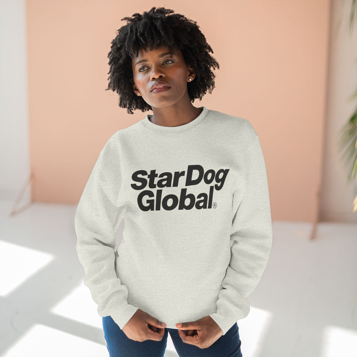 StarDog Global Minimal Logo Pullover Crewneck Sweatshirt for Unisex