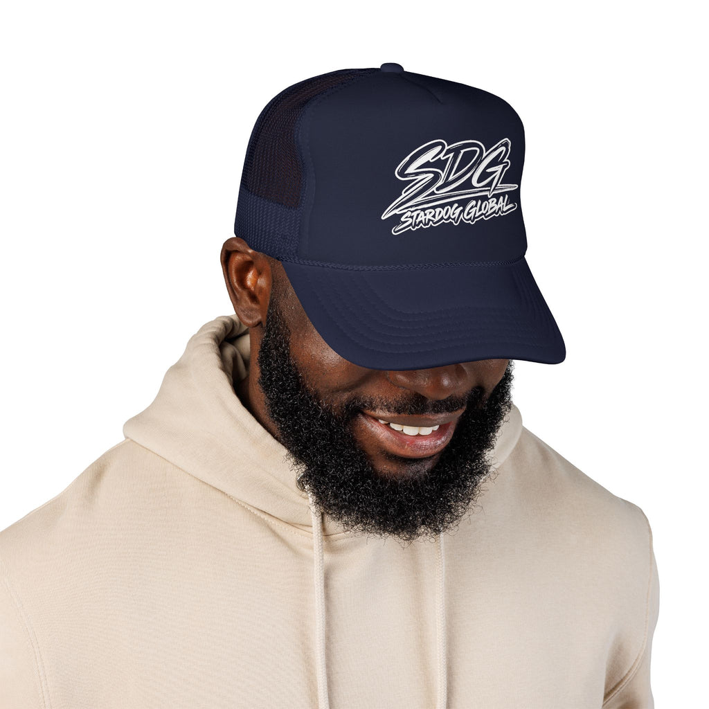 SDG Stardog Global Script Mesh Trucker Hat