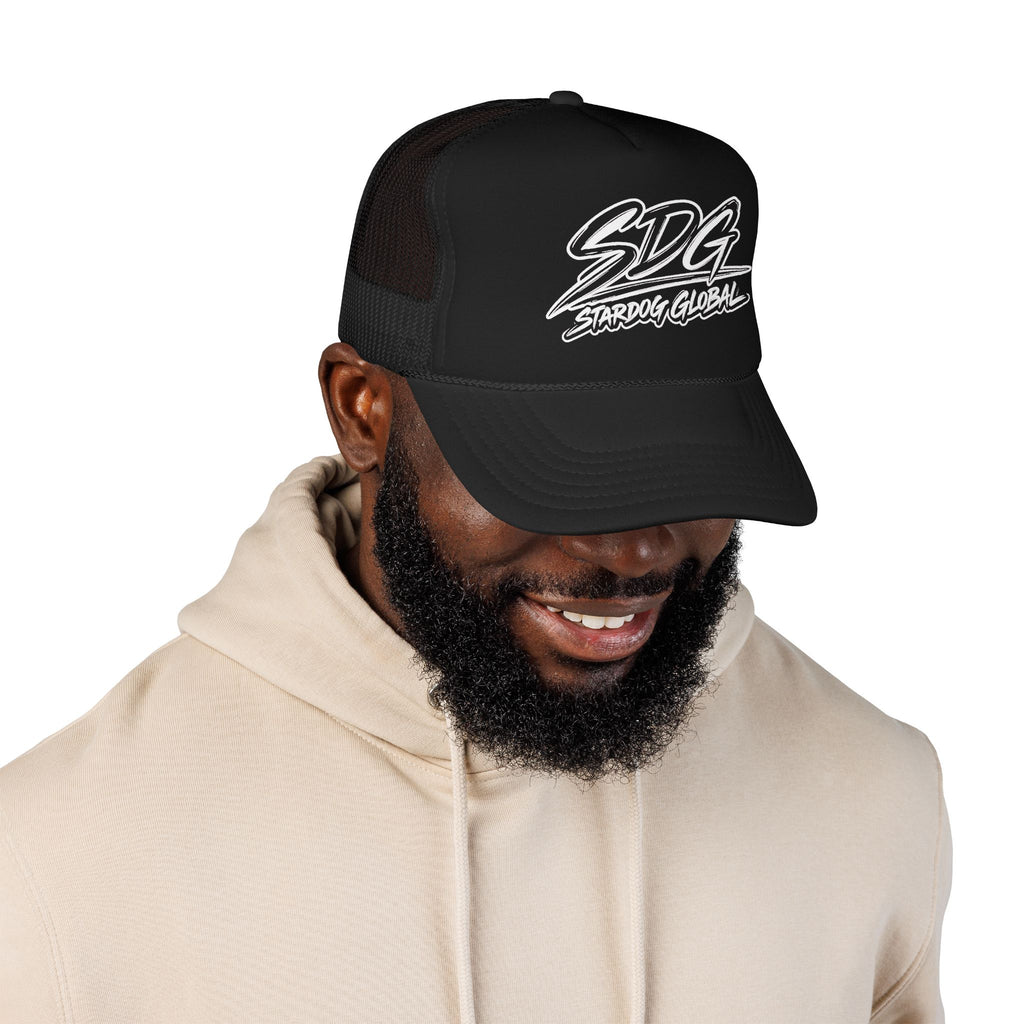 SDG Stardog Global Script Mesh Trucker Hat