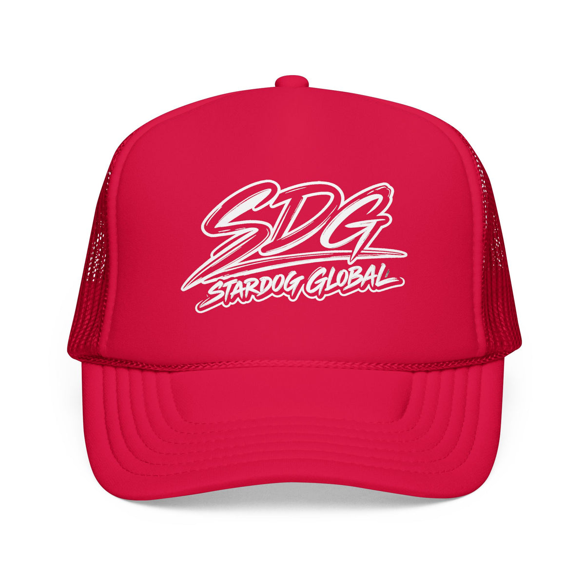 SDG Stardog Global Script Mesh Trucker Hat